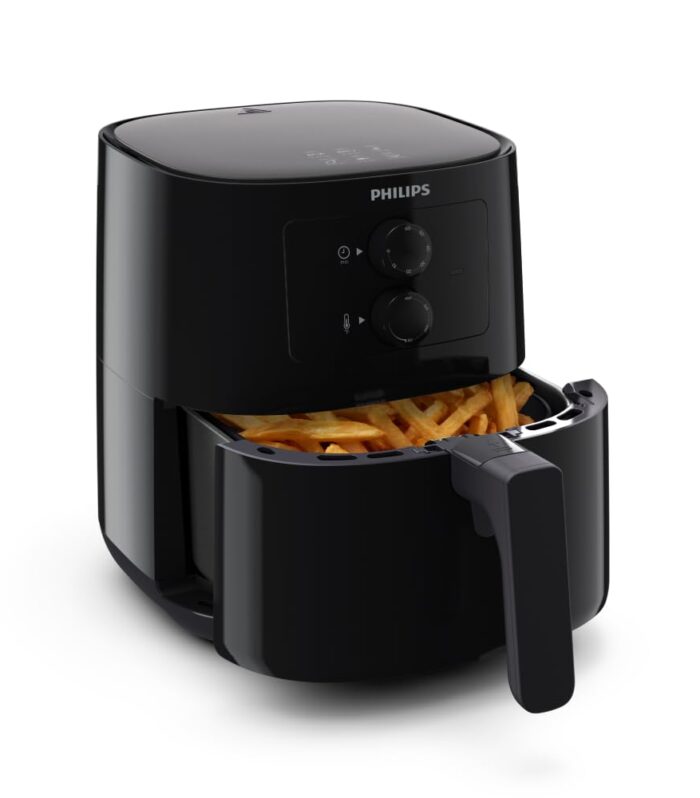 PHILIPS Air Fryer HD9200/90, uses up to 90% less fat, 1400W, 4.1 Liter, with Rapid Air Technology (Black), Large
