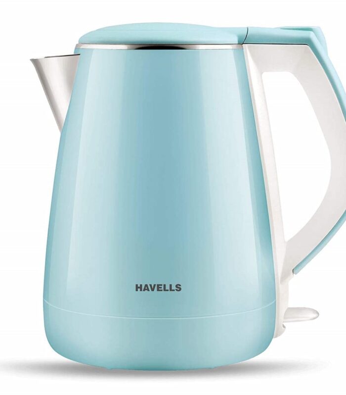 Havells Aqua Plus Electric Kettle 1.2 Litre, 1250 Watt | 304 Stainless Steel Inner Body | Cool Touch Body | Auto Shut-Off |Wider Mouth|2 Years Door Step Warranty by Havells (Blue)