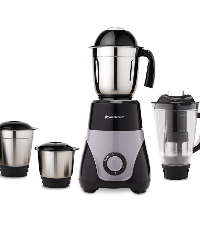 Wonderchef Vista Mixer Grinder | 4 Multi-purpose Jars | 750W | Sharp Stainless-steel Blades | For Masalas, Chutneys, Fresh Fruit Juices | 3-Speed Control | Advanced Safety Features | 2-Year Warranty