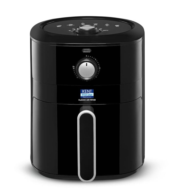 KENT Classic Hot Air Fryer 4L 1300 W | 80% Less Oil | Instant Electric Air Fryer | Auto Cut Off | Fry, Grill, Roast, Steam, and Bake | 1 Year Warranty | Black