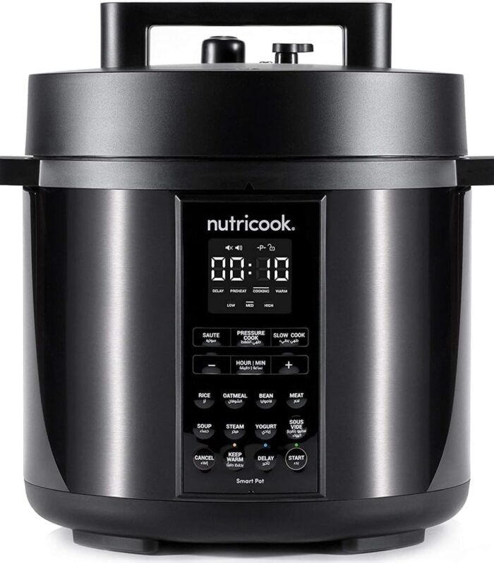 Nutricook Stainless Steel Smart Pot 2 (8 QT | 7.7 Litre), 1000W, 9 In 1 Instant Programmable Electric Pressure Cooker, Slow Cooker, Rice Cooker, Steamer, Saute Pot, Warm Food, Smart Lid