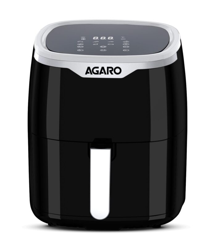 AGARO Galaxy Digital Air Fryer For Home, 4.5L, Electric Air Fryer, Convection Oven, 1400W, 7 Preset Programs & Reheat, 360 Degrees Air Circulation, Digital Touch Display, Bake, Roast, Toast, Black