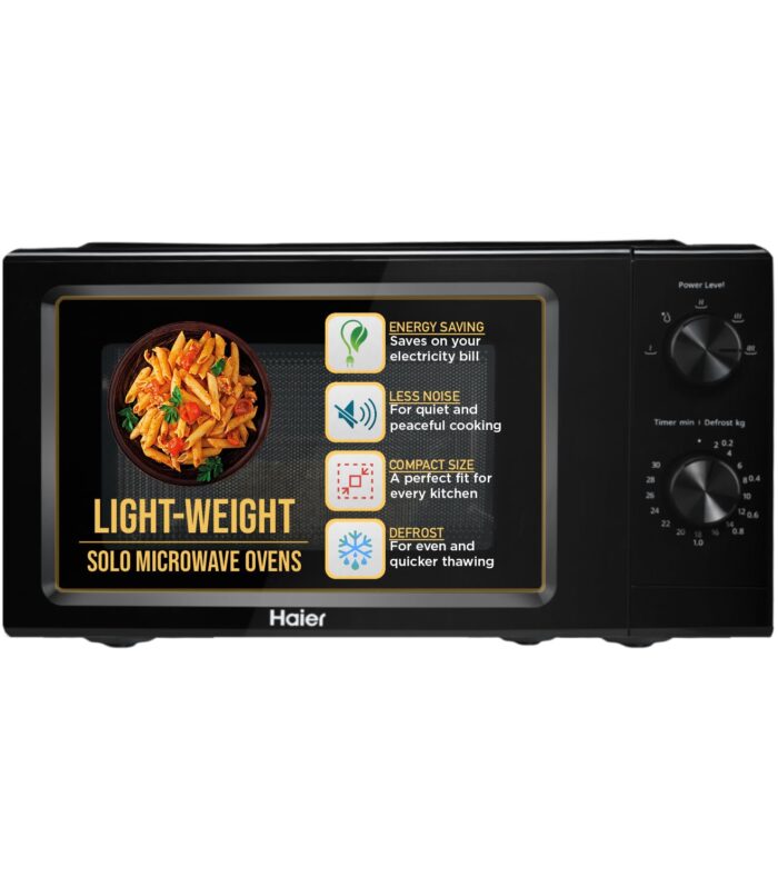 Haier 19 L Inverter Technology, Light Weight, Defrost, 5 Power Levels Solo Microwave Oven (HIL1901MBPB, Black)