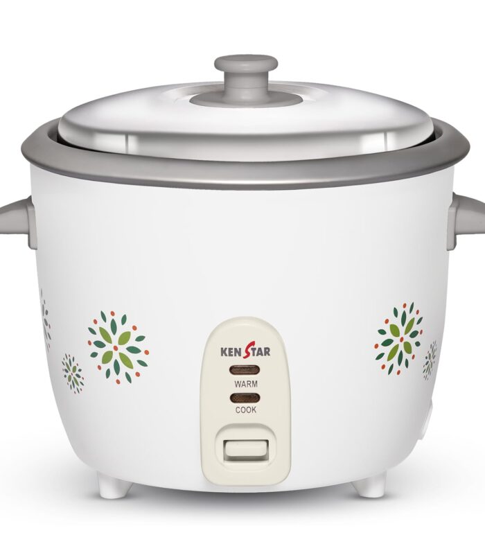 Kenstar My Cook 1.5 Rice Cooker 1.5 L | 700W | Auto Cook & Keep Warm | Thermal Fuse Safety | Detachable Power Cord | White & Grey