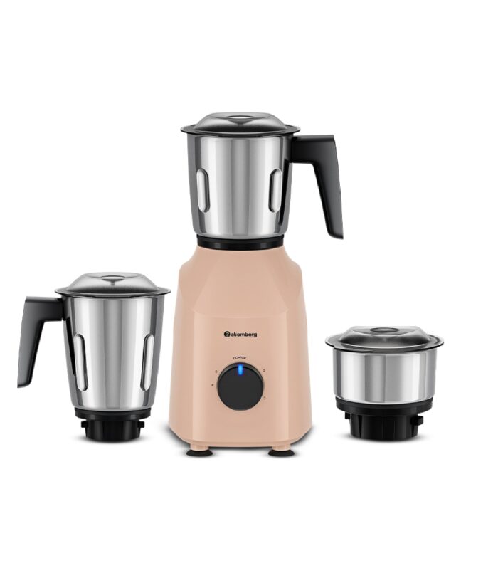 Atomberg Xiana 750 Watt Mixer Grinder | 3 Multipurpose Stainless Steel Jars | Coarse Mode for Silbatta-like Textures | Powerful Intelligent Motor | Easy Fault LED Indication | Peach Blossom