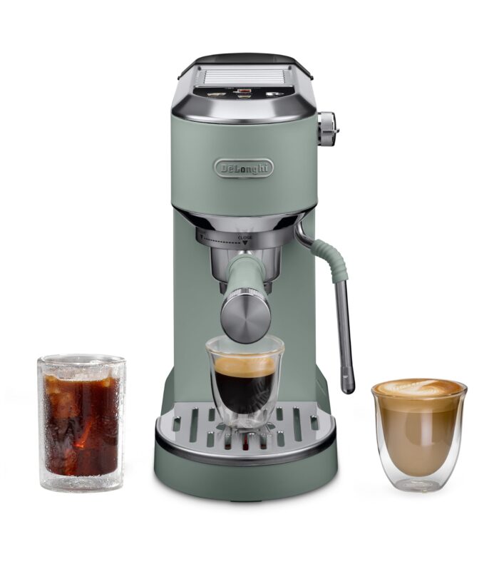 DeLonghi Dedica EC890 Compact Espresso machine - Stainless Steel Coffee Maker with Milk Frother Steam Wand- for Espresso, Cold brew, Hot and Iced Coffee, Cappuccinos, Latte and more (Pistachio Green)
