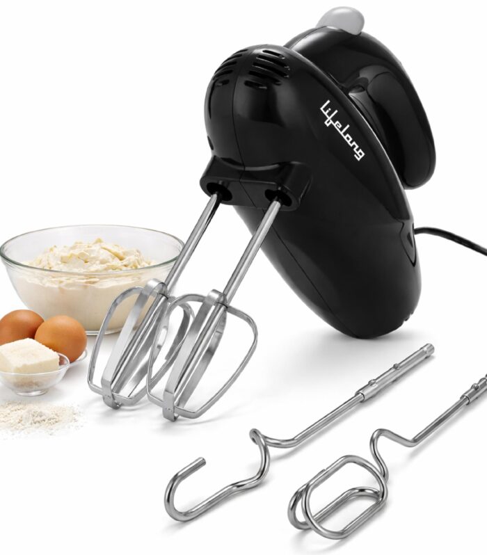Lifelong Electric Hand Mixer for Baking, Whipping & Kneading | 5-Speed Control | Copper Motor | Stainless Steel Accessories | 2 Beaters & 2 Dough Hooks | Quick Eject Button | Auto Shut-Off (LLHM10)