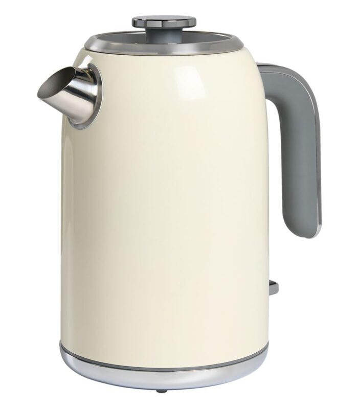 Corby 1.8L Electric Kettle, Cream and Chrome, 1800W, Removable Lid, Concealed Heating Element, Strix Thermal Controller, Model SD-259B
