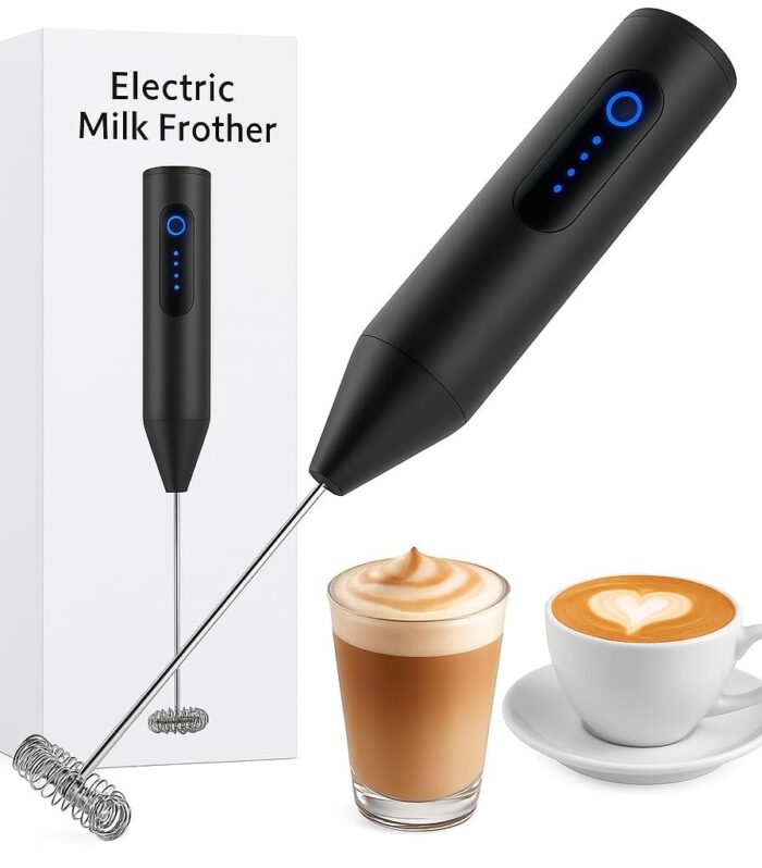 Rechargeable Milk Frother with Dual Spring Whisk | Electric Hand Blender & Coffee Frother | USB Portable Foam Maker for Coffee, Latte, Cappuccino, Matcha, Hot Chocolate, Eggs & Protein Shakes