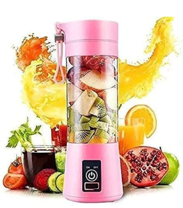 AlphaBlaze Portable Electric USB Juice Maker Juicer Bottle Blender Grinder Mixer, Rechargeable Bottle with 4 Blades (Color: Random)