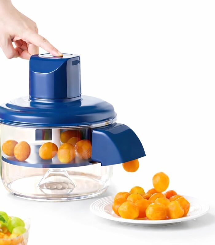 Electric Food Chopper with 6 Blades, Large Capacity Glass Bowl, Blue, Motor with Dust Cover New Automatic Grape Peeling Machine