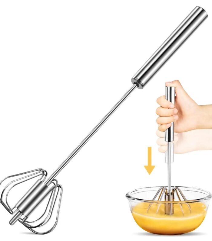 9-Inch Stainless Steel Hand Blender | Manual Automatic Egg Beater & Mixer | Lassi, Buttermilk Maker, Milk Frother for Coffee, Juices & Shakes | Hand Whisk for Everyday Kitchen Use (Silver)