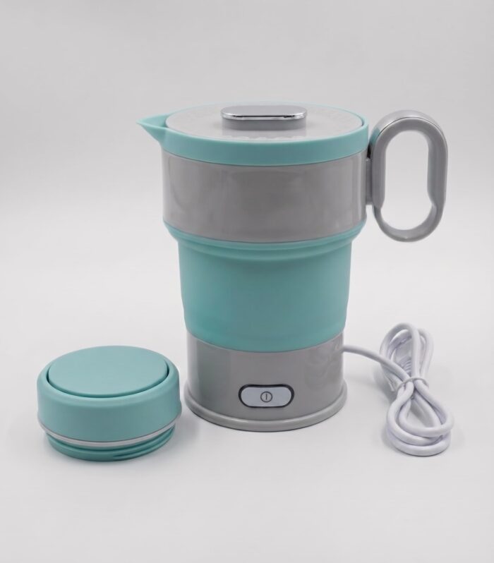 Silicone Foldable Electric Kettle 600ml for Travel & Camping | Collapsible Portable Water Boiler Tea Coffee Maker with Boil Dry Protection & Detachable Cord