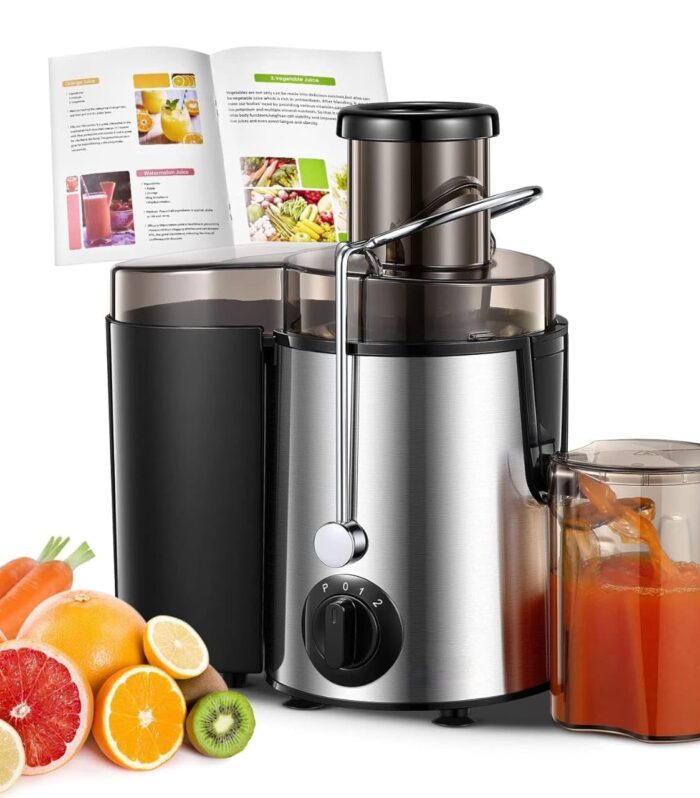 Drumil PowerJuice Pro 400W Juicer Machine – 3-Speed Fruit & Vegetable Extractor, Wide Mouth, Non-Drip Spout, BPA-Free, Stainless Steel, Juice Jug & Recipes Included