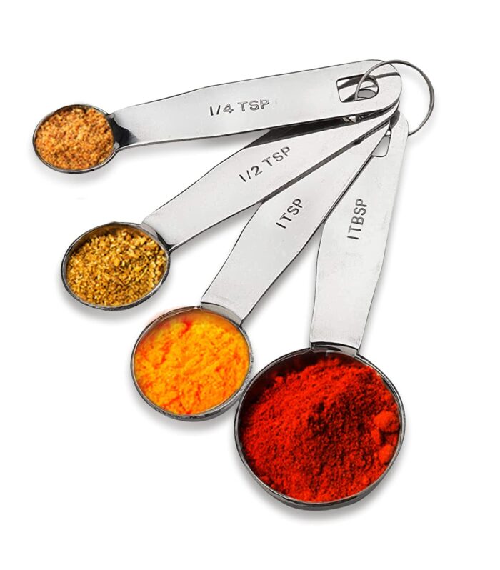 Stainless Steel Measuring Spoon, Round Shaped, Set of 4 (1/4, 1/2, 1tsp, & 1 Tbsp.)