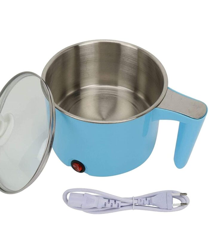 Electric Multifunction Mini Electric Cooker Steamer 1.5L, Portable Non-Stick Electric Cooking Pot with Steaming Rack, Multi-Purpose Hot Pot for Noodles, Rice, Soup, Egg, Porridge, Blue