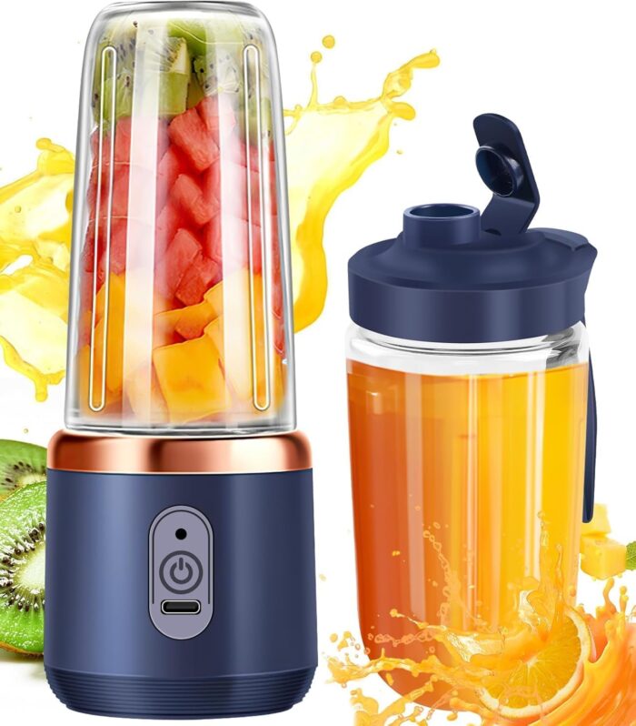 Qlect Portable Blender for Smoothies & Juices | 400ML Compact Jar for Soft Fruits | 40W Motor Crushes Ice | Auto-Stop After 40s | 1500mAh Rechargeable Juicer with Built-in Jar