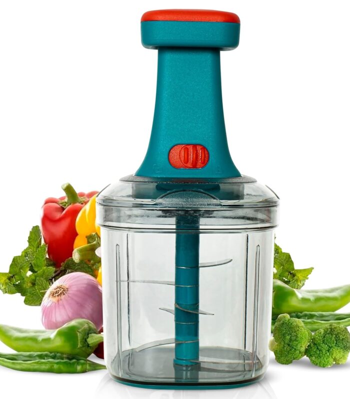 Manual Hand Press Push Chopper - 6 Blade Vegetable & Fruit Chopper