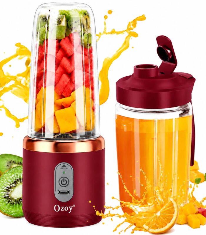 Juicer for Home ^ CITRODA Juicer Mixer Grinder with 1500mAh Battery, 6 Blades 3Gears Fast Blending, 2-Jar Capacity (400ml*2) | 40 Watts Bullet Rechargeable Portable Personal Juicer (Maroon)