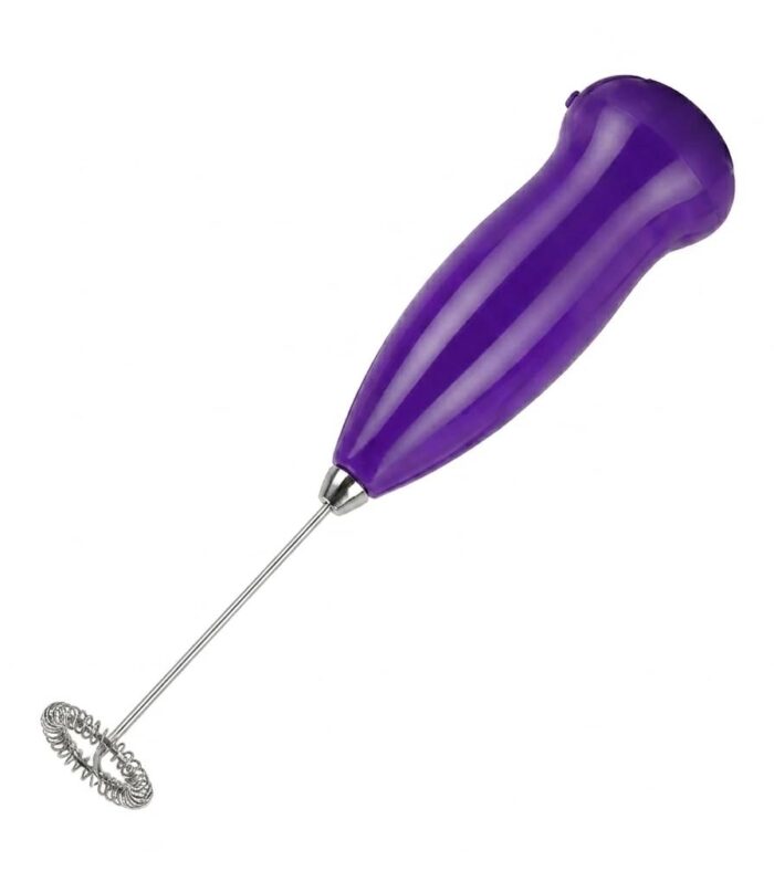 Dear Shine Electric Milk Frother Handheld – Battery Operated Coffee Frother with Stainless Steel Whisk, One-Touch Operation, Portable Electric Beater for Cappuccino, Latte & Matcha (Purple)