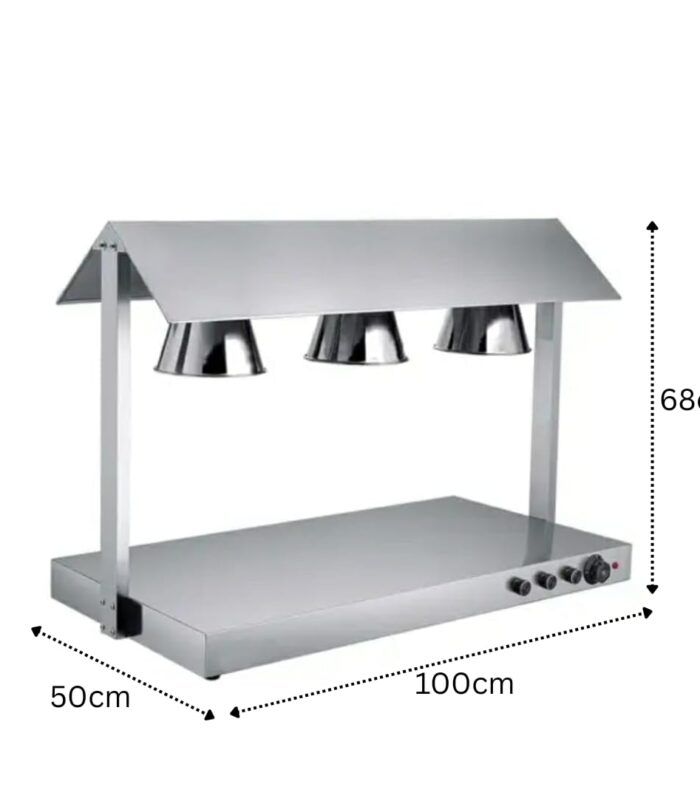Shoppers Hub PNQ 865W Electric SS Triple Headed Food Lamp Warmer with Top and Bottom Heating for Ideal Heavy Duty Use in Commercial Culinary Places. (Colour: Silver)