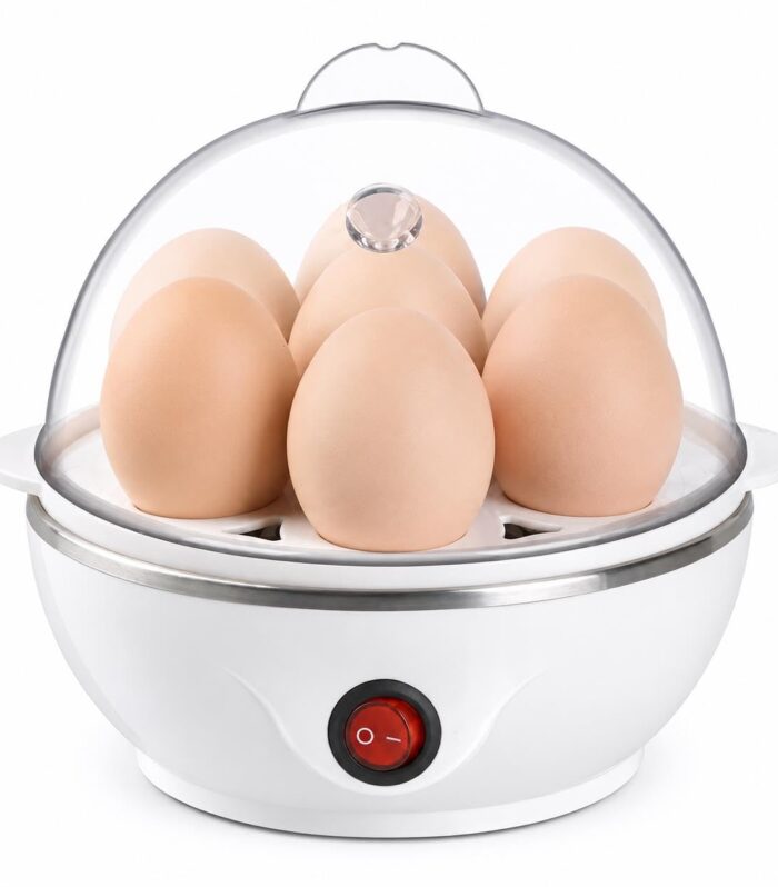 Electric Egg Boiler & Steamer 7 Egg Capacity, 350W Automatic Shut-Off Egg Cooker & Poacher
