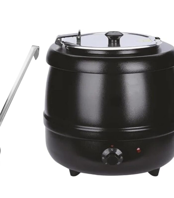 Paulsons Hospitality Soup Kettle 10 Liter Internal Container Electric Pot with Keep Warm Function, Heavy Duty Commercial Electric Soup Pot Black (SOUP KETTLE WITH LADDLE, 10 LITER)