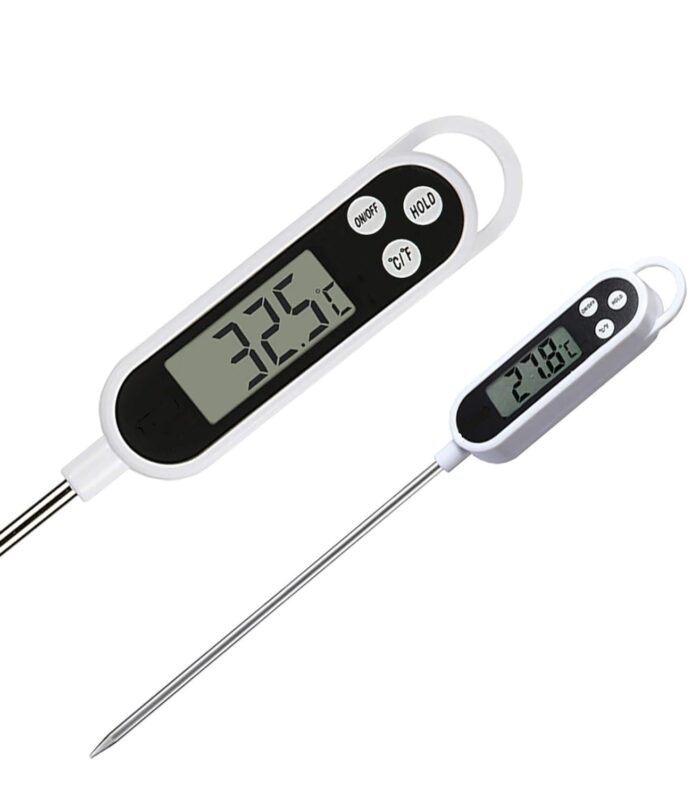 Digital Food Thermometer with Stainless Steel Probe | Instant Read LCD Cooking Thermometer for Meat, BBQ, Milk, Oil, Candy & Baking
