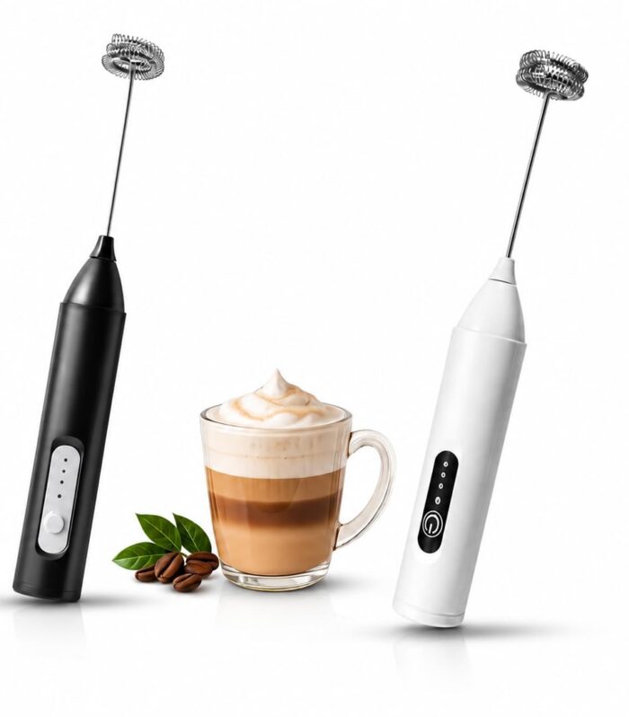 Rechargeable Milk Frother & Coffee Whisker Combo Pack of 2 | Dual Spring USB Rechargeable Electric Milk Frother for Coffee, Cappuccino | Handheld Milk Whisk & Egg Beater for Home Kitchen