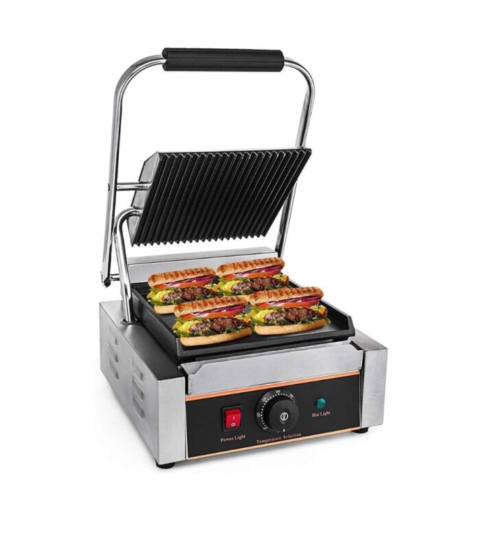 Modern India Kitchenware Commercial Electric Sandwich Grill & Panini Maker, Stainless Steel Contact Grill Toaster for Café, Restaurant & Fast Food Use