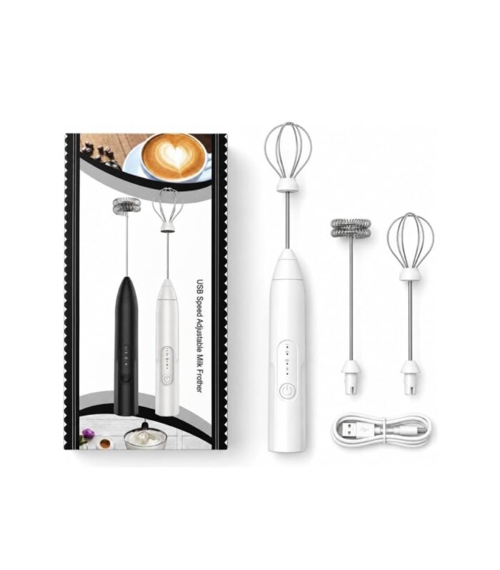 Electric Milk Frother | USB Rechargeable Handheld Coffee Foam Maker with Stainless Steel Whisk | Portable Mixer for Cappuccino, Latte, Matcha, Hot Chocolate, Coffee & Milk