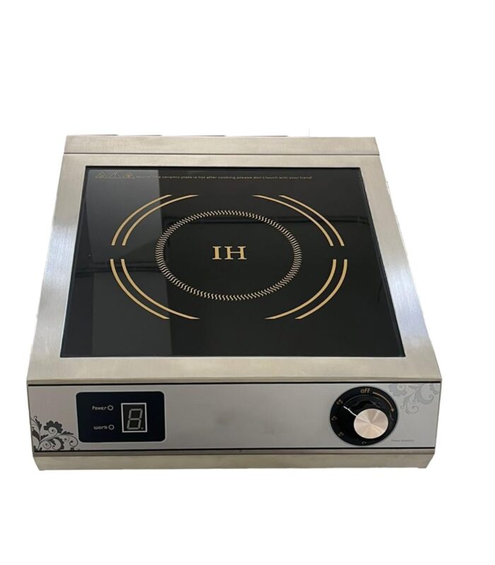 Commercial Induction Cooktop, Stainless Steel, 3500W, Single Burner, Rotary Knob, Table Top, for Hotels and Restaurants
