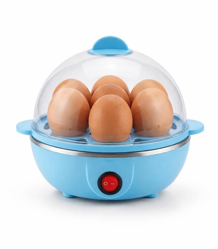 Smart Deal Hub Egg Boiler, 7 Egg Capacity, One-Touch Stainless Steel Heating Plate, Transparent Lid, Blue, Compact Kitchen Appliance...