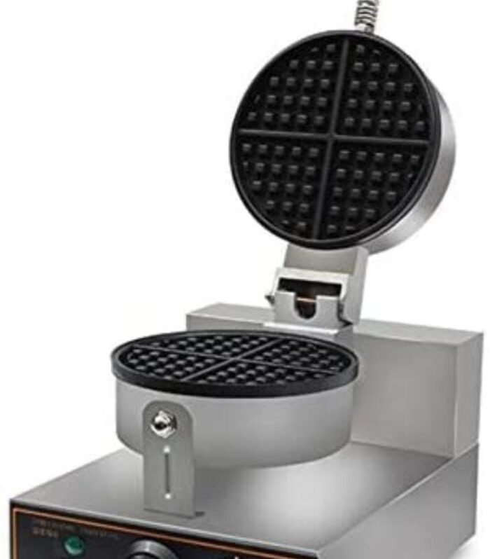 Round Waffle Maker, Stainless Steel, Non-Stick Plates, Temperature Control, Electric