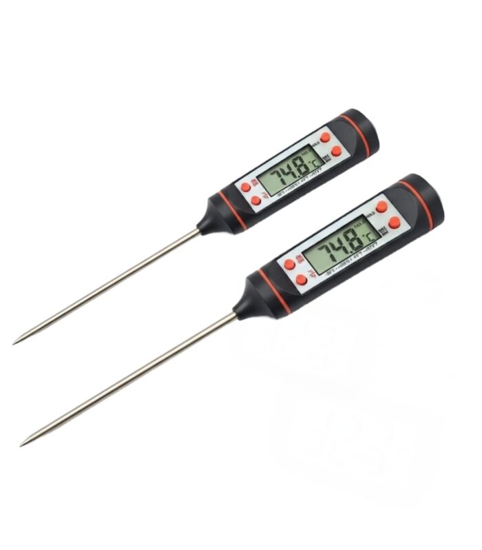 Digital LCD Cooking Food Meat, Milk, Probe Kitchen Bbq Thermometer Temperature Test Pen, Black/White (2)