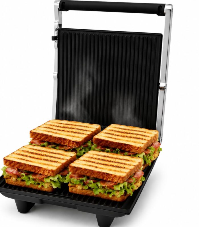 2000W High-Performance Grill Maker | Rapid Heating, Non-Stick Plates, Stainless Steel Body, Safety Lights, Cool-Touch Handle, Multi-Purpose Sandwich & BBQ Griller | 1 Year Warranty