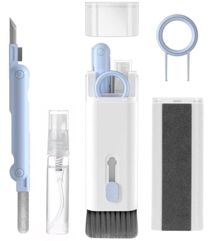7 in 1 Electronic Cleaner kit | Cleaning Kit for iPad | iPhone | Airpods | Monitor Screen | Keyboard | Dust Brush Including Soft Sweep | Swipe | Airpod Cleaner Pen | Key Puller and Spray Bottle