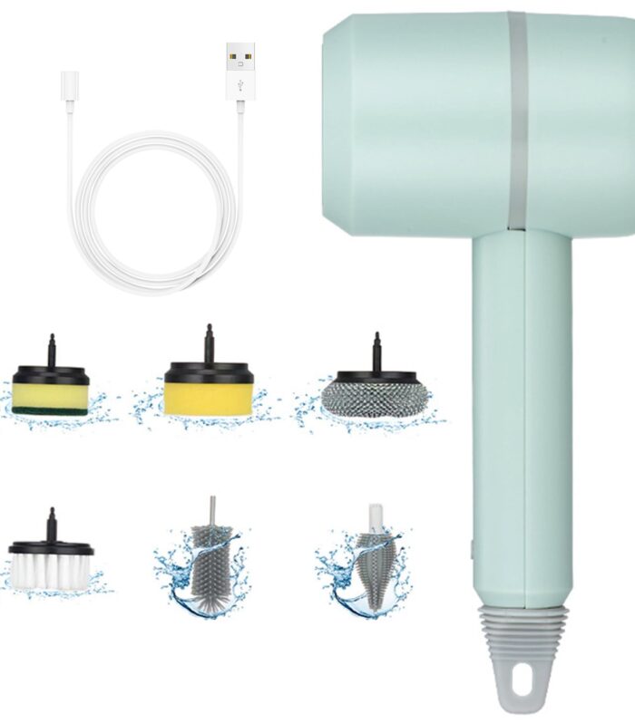 Dish Buddy,Dish Gun for Washing Dishes, Electric Scrub Brush, Electric Dish Scrubber with 6 Replaceable Brush Heads, Handheld Kitchen Brushes for Dishes Kitchen Cleaning Brushes