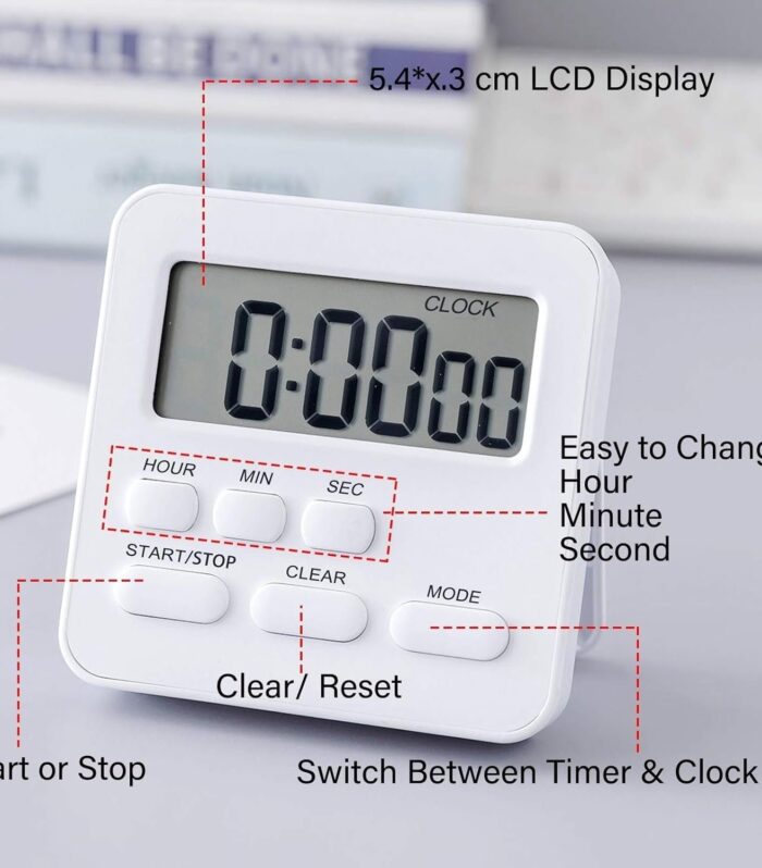 Digital Kitchen Timer & Stopwatch, Countdown Large Digits for Cooking, Stop Clock Chef Cooking Timer Clock with Loud Alarm,100% Mechanical Desk Timer Countdown Reminder Magnetic Back (Pink)