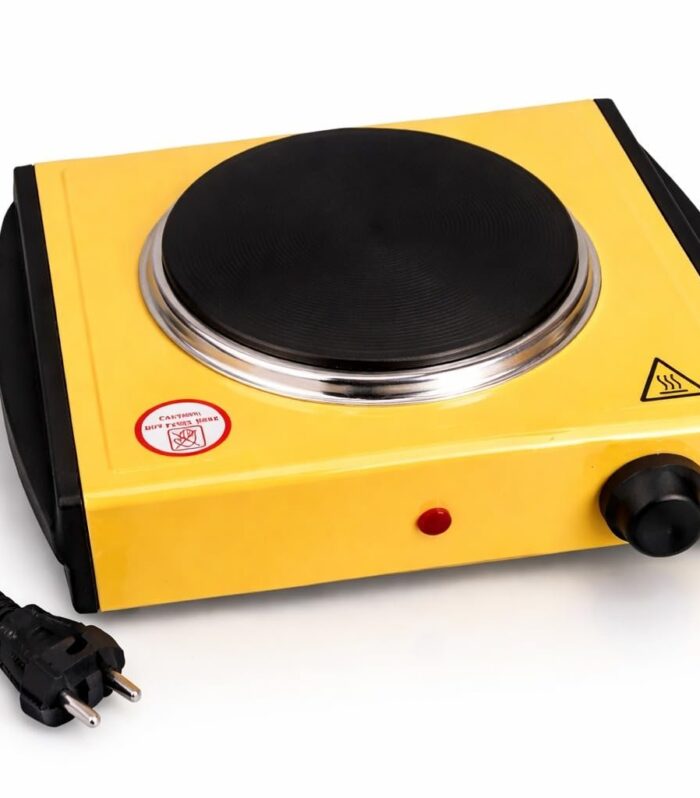 Electric Hot Plate Single Burner, 1000W, Yellow, Portable,ic Hot Plate,Single Burner, Adjustable Temperature Control, Flexible Precise Table Top,Camping, Caravan,Heavy Duty Cooking, Compact Durable