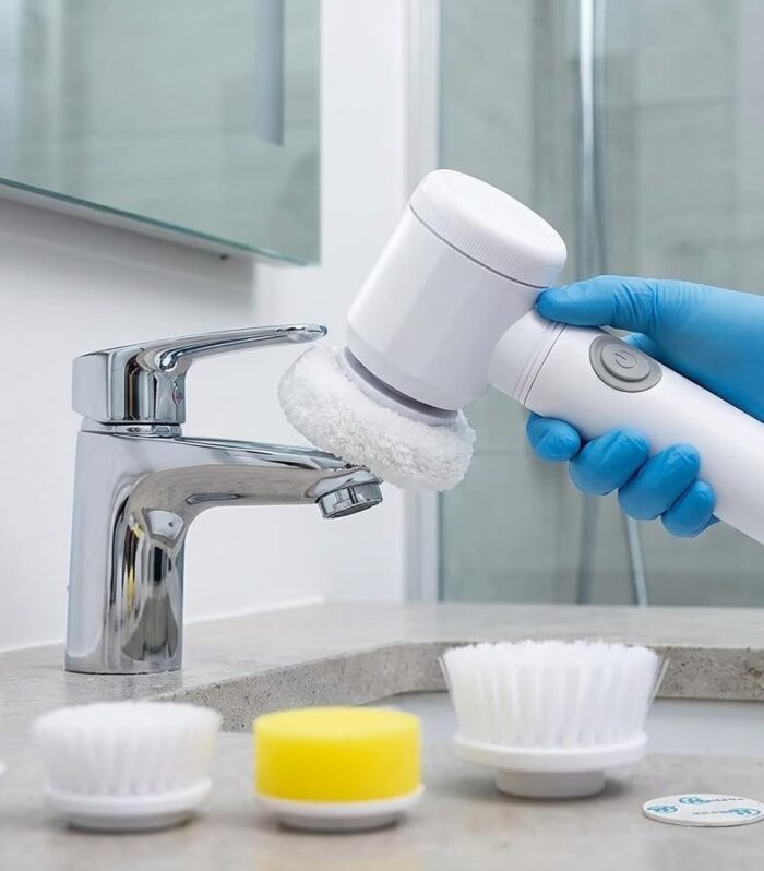 Multifunctional Electric Cleaning Brush 5 in 1 Magic Power Scrubber Household Cleaning Tools Electric Spin Scrubber with 3 Brush Heads for Bathroom Kitchen Floor Bathtub Electric Scrubber