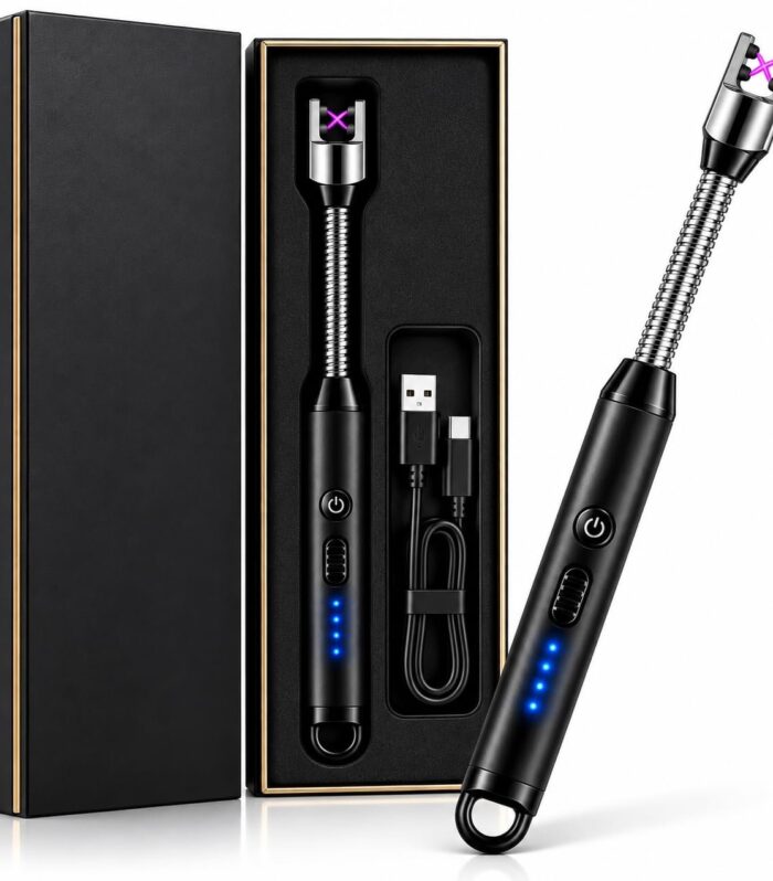 USB Rechargeable Gas Lighter, Electric Arc Long Neck BBQ Candle Lighter