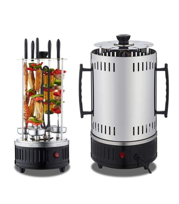 P YU Electric Power Vertical Bbq Grill Stainless Steel Broiler Bbq Tong Grill Oven Home Smokeless Electric Grill Kebab Machine, Free Standing