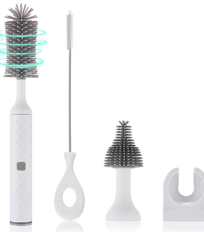 Electric Baby Bottle Brush Set, Multi-Purpose Cleaner Brushes,360°high-Speed Rotation Cleaning,1500mAh,Waterproof IPX65,Perfect Baby Bottle Brushes,White