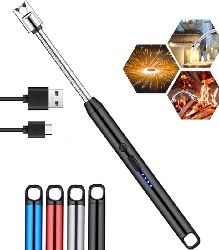 Flexible USB Gas Lighter for Kitchen, Electric Rechargeable Lighter for Gas Stove, Windproof Plasma Liter for Diya Puja, Candles,Crackers,Type-C Charge, 400 Uses (1, Multi, Medium)
