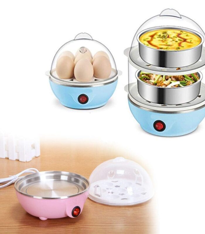 Double Layer Electric Egg Boiler 14 Egg Cooker With Automatic Off Multi Function Egg Steamer Poacher And Milk Boiler Fast Boiling Egg Maker With Stainless Steel Heating Plate..