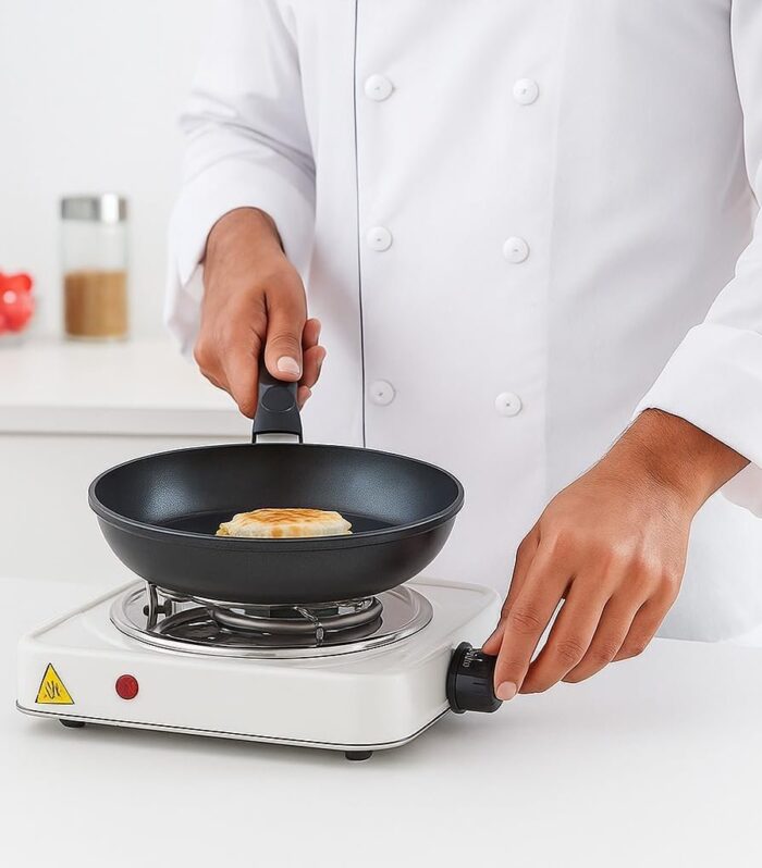 Portable Electric Hot Plate, 1000W Single Burner, Adjustable Temperature Control, Flexible Precise Table Top,Camping, Caravan,Heavy Duty Cooking, 4 Heat Settings, Compact Durable White