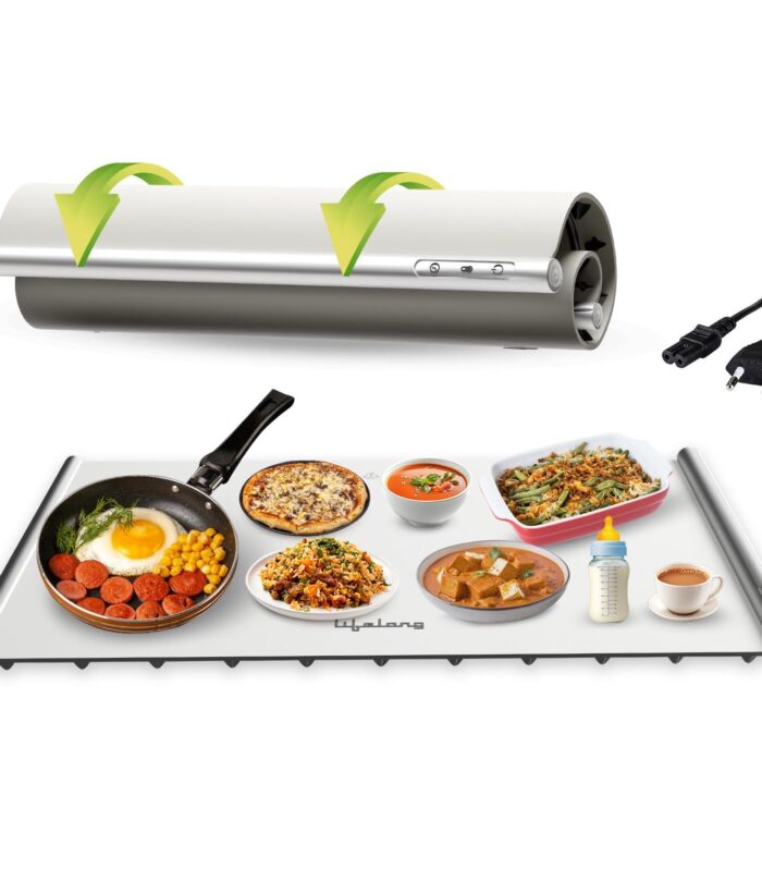 Electric Food Warmer - 400 W | Roll Up Silicon Heating Mat | Adjustable Temperature Control with Touch | Even Warming Tray for Dining, Parties & Events | Auto Shut-Off (63 X 38 CM) (LLEFW14)