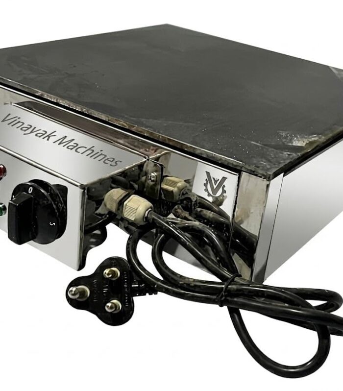 Vinayak Machines 15 x 15 Inch Electric MS Dosa Bhatti 2KW Commercial Dosa Tawa Machine Heavy Duty Table Top Griddle with Temperature Control for Hotel Restaurant Kitchen