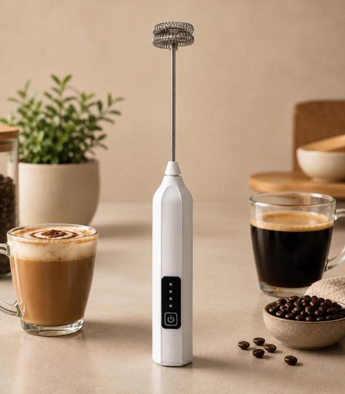 Rechargeable Electric Milk Frother, USB Coffee Frother with Dual Spring Whisk, Handheld Foam Maker for Coffee, Cappuccino, Latte, Matcha, Hot Chocolate & Milk